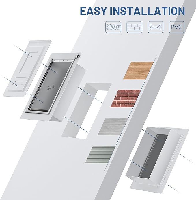 Dog Door for Wall - Steel Frame, Telescoping Tunnel & Double Food-Grade Silicone Flaps Pet Door, XL Dog Door with Secure Lock (Pets Up to 220 lbs)