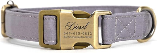 Personalized Dog Collar with Name and Phone Number Engraved,Adjustable Custom Puppy Collar,Organic Cotton Pet Collar for Small Medium Large Boy Girl Dogs