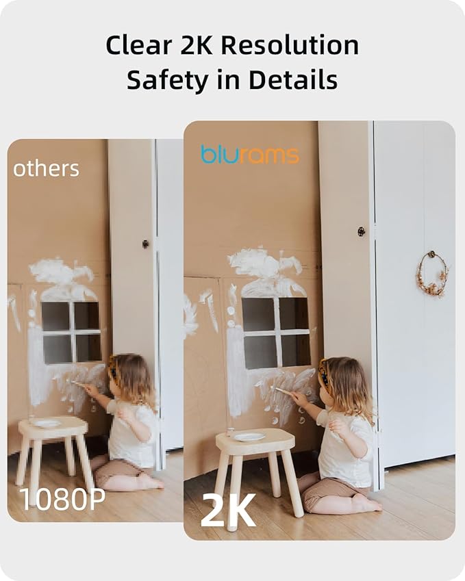 Security Camera 2K, blurams Baby Monitor Dog Camera 360-degree for Home Security w/Smart Motion Tracking, Phone App, IR Night Vision, Siren, Works with Alexa & Google Assistant & IFTTT, 2-Way Audio