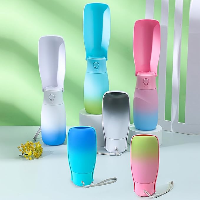 Foldable Portable Dog Water Bottle, Food Grade Plastic Dog Water Bowl Dispenser, High-Temperature Resistant Dog Accessories for Outdoor, Travel Gifts for Dogs(19Oz, Black&White)