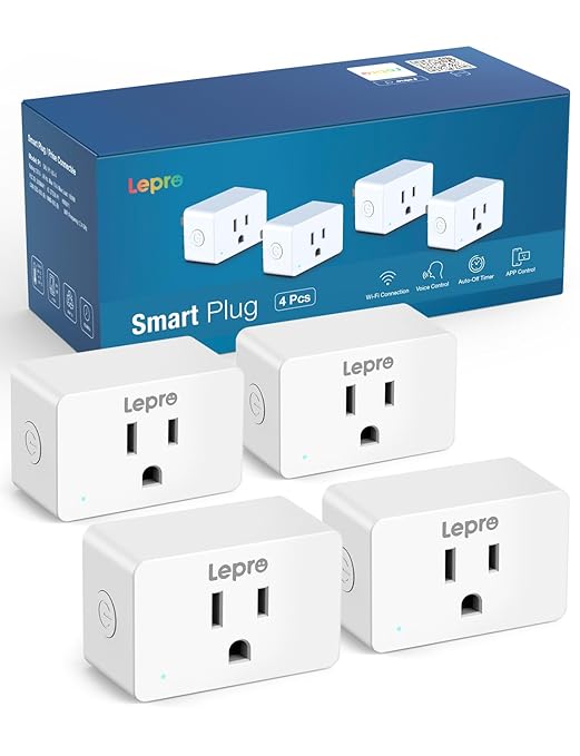 Lepro P1 Smart Plug Mini 15A, Smart WiFi Bluetooth Outlets Work with Alexa & Google Assistant, Voice/APP Control, Safety Lock, Schedule & Group Controller, 2.4G WiFi Only, ETL & FCC Certified, 4-Pack