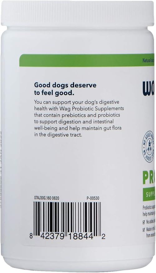 Amazon Brand - Wag Probiotic Supplement Chews for Dogs, Supports Digestive Health and Gut Flora, Natural Duck Flavor, 160 Count, Pack of 1