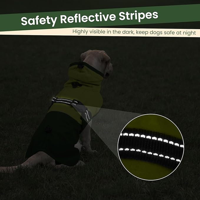 BRKURLEG Dog Raincoat for Small Medium and Large Dogs Waterproof Dog Rain Jacket Adjustable Hooded Dogs Raincoat Pet Rain Coat Poncho with Leash Hole, Reflective Strip, Green, S
