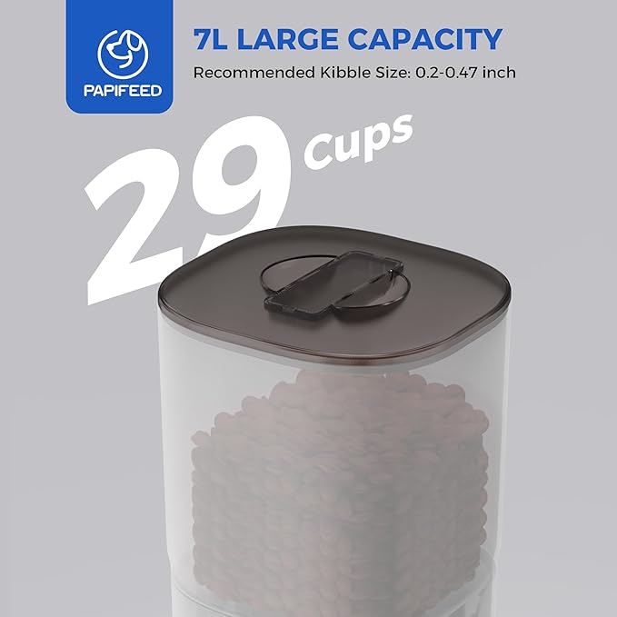 PAPIFEED Automatic Cat Feeder for 2 Cats, 7L Large Capacity Food Dispenser for Multiple Pets, Timed Cat Feeder for Dry Food, Detachable for Easy Cleaning, Up to 12 Portions 6 Meals Per Day - White