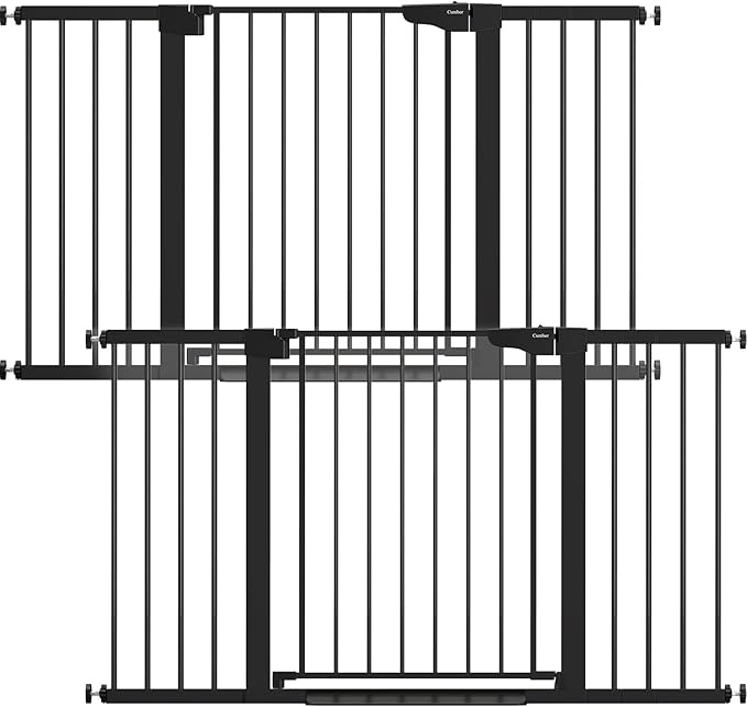 Cumbor 2 Pack 29.7-54.2" Baby Gate for Stairs, Mom's Choice Awards Winner-Auto Close Dog Gate for doorways, Easy Install Pressure Mounted Pet Gate Indoor, Walk Thru Wide Safety Gate for Dog, Black