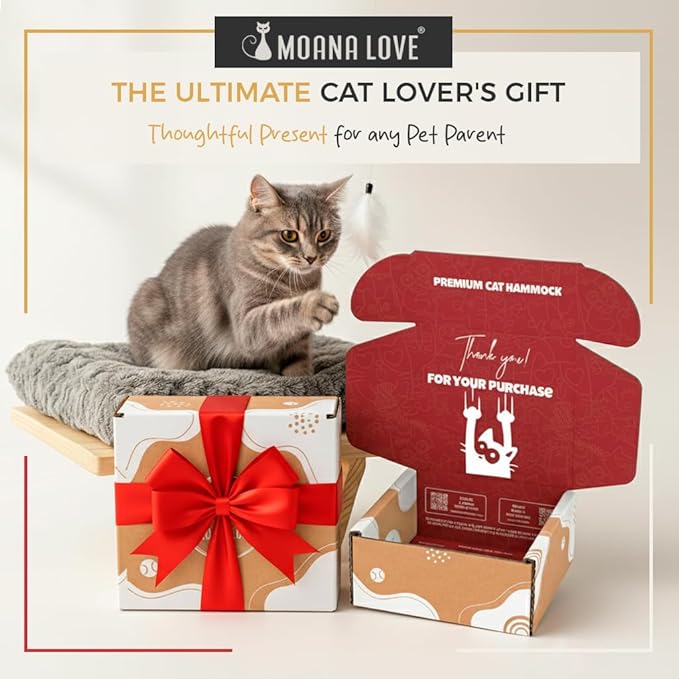 Cat Window Bed - Cozy Window Perch for Cats Inside - Stylish Cat Furniture with Soft Cushion, Perfect Kitten Bed & Cama para Gatos for Sunbathing, Hamaca para Gatos