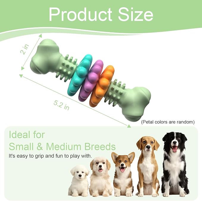 Puppy Chew Toys for Teething, Indestructible Dog Chew Toys for Aggressive Chewers - Small & Medium Breeds, Tough Rubber Bone Puppy Toys to Keep Them Busy & Relieve Anxiety