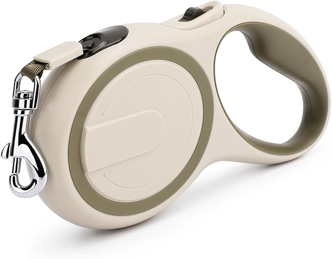 Segarty Retractable Leash Small Dog, 16ft Heavy Duty Walking Dog Leash for Medium Pet up to 44lb, Anti-Slip Handle 360°Tangle-Free Nylon Tape, One-Handed One Button Lock and Release (Khaki)
