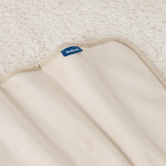 Bedsure Waterproof Dog Blankets for Extra Large Dogs - XL Cat Blanket Washable for Couch Protection, Sherpa Fleece Puppy Blanket, Soft Plush Reversible Throw-XL Furniture Protector, 50x70, Cream