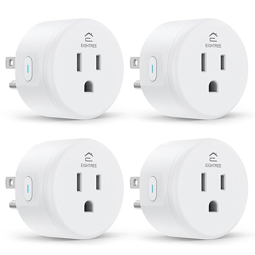 EIGHTREE Smart Plug, Smart Home WiFi Outlet Works with Alexa & Google Home, Smart Socket with Remote Control & Timer Function, 2.4GHz WiFi Only, 4 Packs
