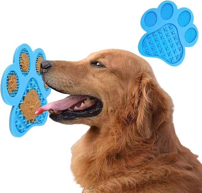VALUEPET | Dog Lick Mat - Silicone Lick Mat for Anxiety Relief - Slow Feeder Licking Pad for Butter, Yogurt, & Peanut - Suitable for Dog Training, Boredom Reducer, Bathing & Grooming - Paw - 6.6 Inch