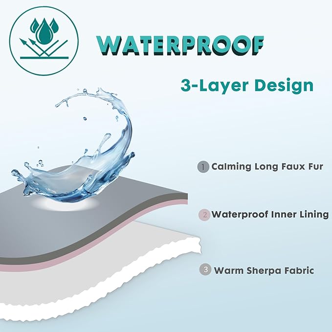 gogobunny Waterproof Dog Blanket for Large Dogs, Cats, Puppy, Reversible Faux Fur Pet Throw Blanket, Washable, Calming Furniture Protection for Sofa Bed (40x50 Inch (Pack of 1), Grey)