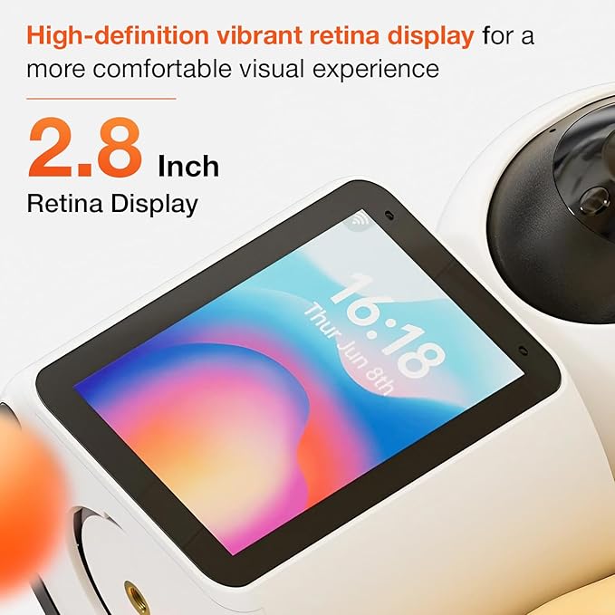 2 Way Video Calling Camera, Dog Camera with Phone App, 2.4G WiFi Only, 360° PTZ Pet Monitor Cam with Speaker, 2.8" Display Doggy Cam, Motion Detector, 1 Click Call, in-House Monitoring Pet/Baby/Nanny