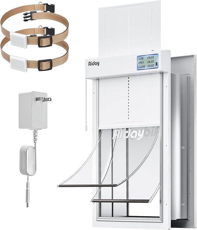 Automatic Dog Door for Wall with Collar Sensors, XLarge Smart Pet Door for Wall, Custom Scheduling & Anti-Pinch, Fits Extra Large Dogs up to 200 lbs (XL)