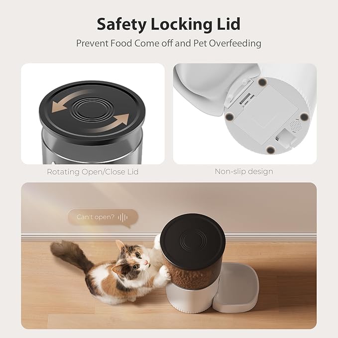 IMIPAW Automatic Cat Feeders, 3L Timed Cat Dry Food Dispenser with Desiccant Bags, Dual Power Supply, Programmable Portion Size, 6 Meals, 20 Portions Per Day, Auto Pet Feeder for Cats and Small Dogs