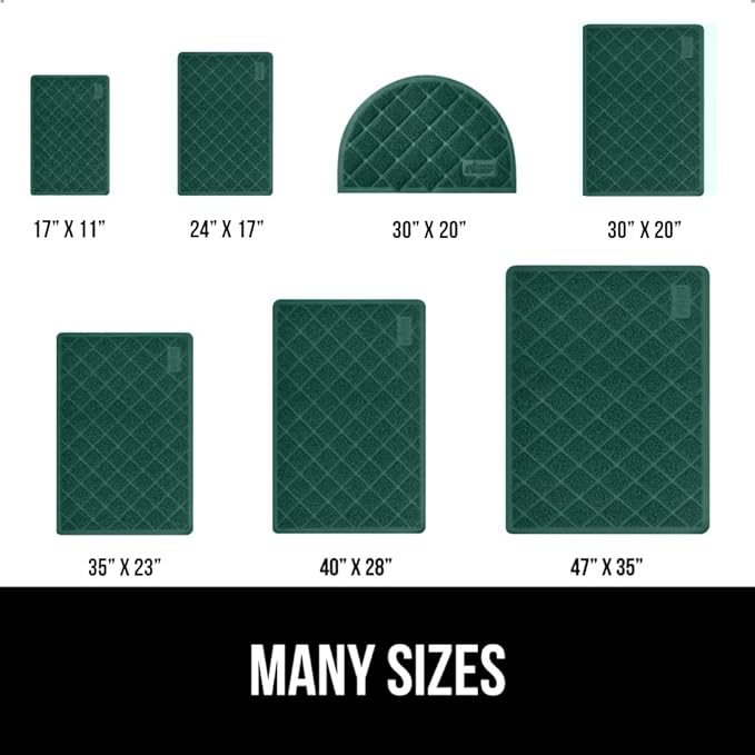GORILLA GRIP Cat Litter Box Mat, 35x23, Water Resistant, US Designed Kitty Litter Trapping Mats, Easy to Clean, Scatter Control, Less Mess and Clean Floors, Kitten Supplies for Indoor Cats, Dark Green
