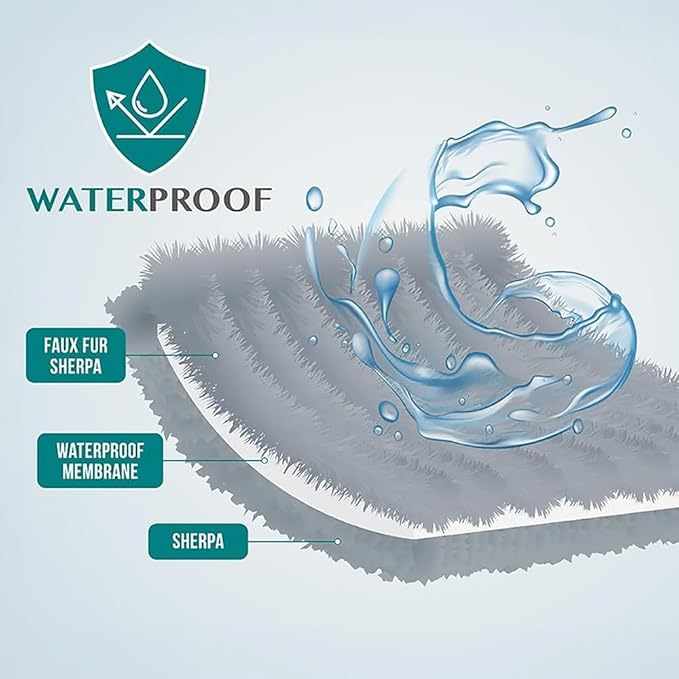 PetAmi Waterproof Dog Blanket for Large Dog, Calming Pet Blanket Bed Couch Cover Protector, Washable Sherpa Faux Fur Throw for Sofa Furniture Protection, Soft Fluffy 60x80 Cream Beige