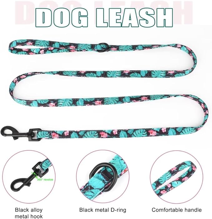 Beirui Cute Girl Dog Collars, Harnesses & Leashes Set - Adjustable Dog Collar and Leash Set with Flower - Soft Mesh Dog Vest Harness for Puppies Small & Extra Small Dogs Cats (Green,XXS)