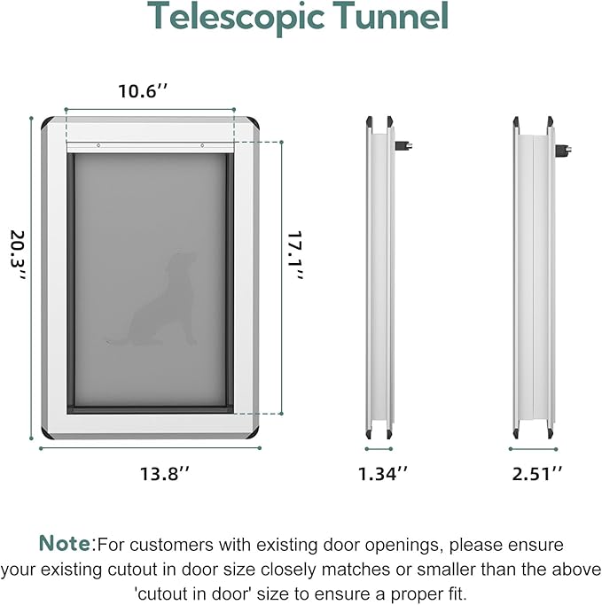 Large Dog Door for Exterior Doors, Aluminum Frame Doggy Door, Fully Magnetic Flaps Large Breed Dog Doors, Sliding Lock Panel, Rust Resistant and Energy Efficient, (Pet Up to100 Lb)