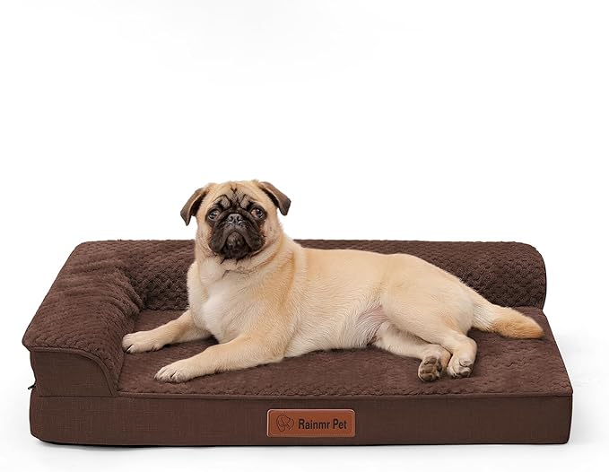 Orthopedic Dog Bed for Small and Medium Dogs, Memory Foam Pet Bed with Washable Removable Cover, Nonskid Bottom, Waterproof, for Indoor, Outdoor, Crate ＆ Car Use, 30x20x6 Inches, Brown Grey