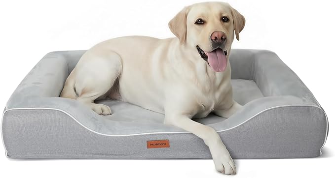 XL Orthopedic Dog Bed for Large Dogs with Cooling Gel Memory Foam and Egg Crate Foam Waterproof, 42inch Pet Couch with Removable Washable Cover and Bolster Side for Extra Breed Pets
