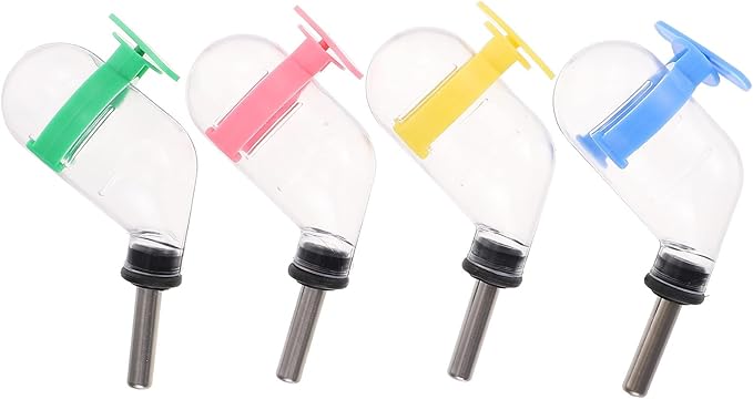 Homoyoyo 4Pcs Leakproof Hamster Cage Water Bottles Hanging Dispensers for Small Pets Guinea Pig Bunny Travel Feeder No-Spill Design