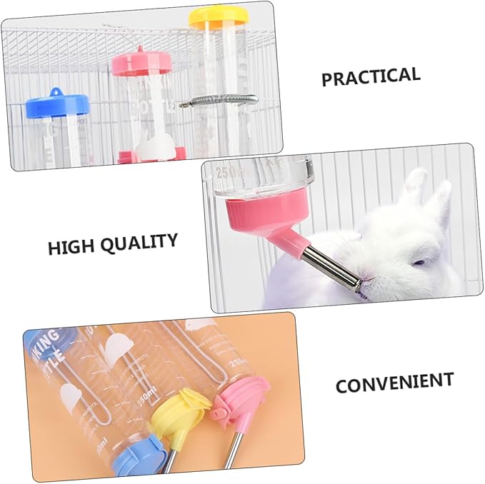 Mikikit 2pcs Leakproof Rabbit Water Bottles for Cage with Built Rolling Ball Large Capacity Water Dispensers for Chinchilla Guinea Pig and Small Pets