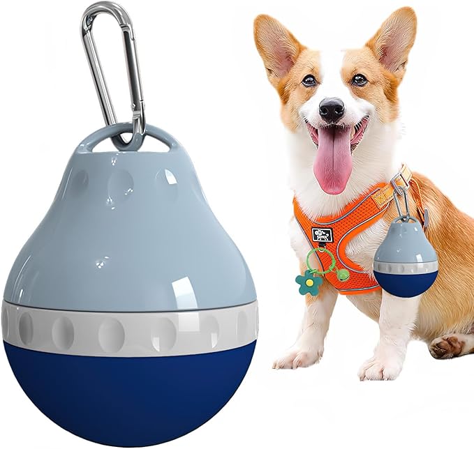 Dog Travel Water Bottle Detachable Bowl Leak Proof Portable ，Silicone Bottle Body，Collapsible and Suitable for Small Pets for Outdoor Walking, Hiking, Travel (Blue, 200ml)