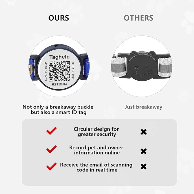 2-Pack Waterproof Breakaway Cat Collars with Moons & Stars Design - Adjustable Apple AirTag Holder & QR Code Safety Tracker for Cats & Kittens with Smart ID tag/NO APP(Black & Pink)