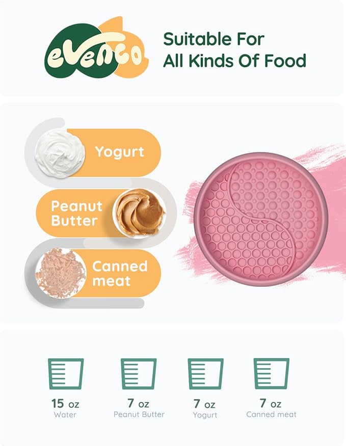 Lick Mat for Dogs, Silicone Slow Feeder Licking Mat with Non-Slip Suction Cups, Freeze-Friendly Lick Bowl for Enrichment Play, Anxiety Relief & Keeps Busy (8.0" x 1.4" Pink)