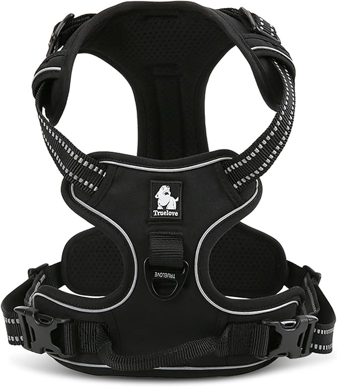 TRUE LOVE Adjustable No-Pull Dog Harness Reflective Pup Vest Harnesses Comfortable Control Brilliant Colors TLH5651(Black,S)