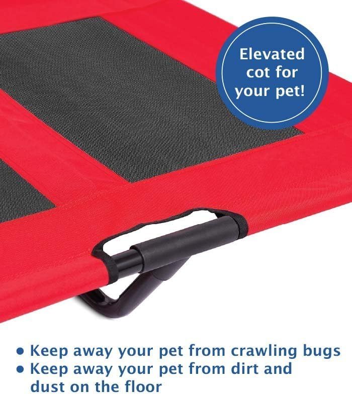 Internet's Best Dog Cot | 30 x 24.5 | Elevated Dog Bed | Cool Breathable Mesh | Indoor or Outdoor Use | Medium | Red