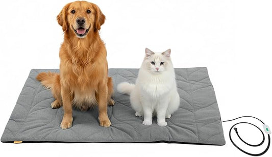 Dog Heating Pad (56"x40") - Waterproof Electric Heated Mat & Pet Bed for Indoor and Outdoor Use, Chew Resistant Cord, Machine Washable Cover with Wheat Pattern Quilting, for Cats and Pets