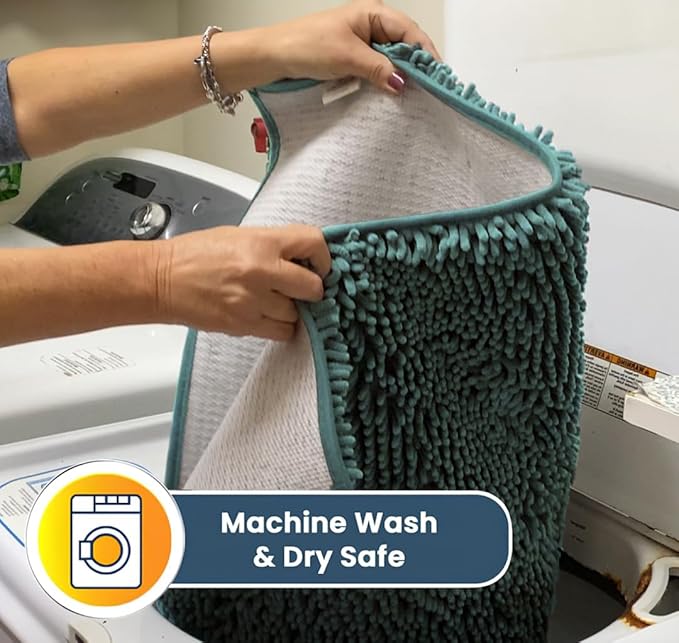 Muddy Mat® Original Dog Door Mat for Muddy Paws, Super Absorbent Microfiber, Non-Slip Washable Pet Rug, Quick Dry Chenille Entryway Carpet, Machine Washable Indoor Outdoor mat, Seafoam Green 48"x60"