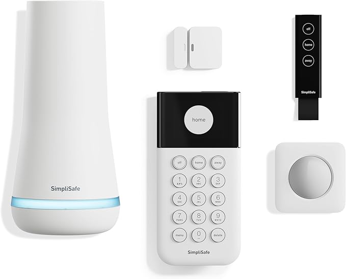 SimpliSafe 5 Piece Wireless Home Security System - Optional 24/7 Professional Monitoring - No Contract - Compatible with Alexa and Google Assistant,White