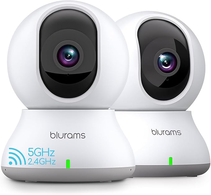 blurams Security Camera 2K, Baby Monitor Dog Camera 360-degree for Home Security (White-2Pack)