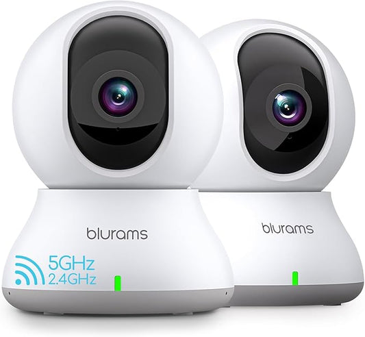 blurams Security Camera 2K, Baby Monitor Dog Camera 360-degree for Home Security (White-2Pack)
