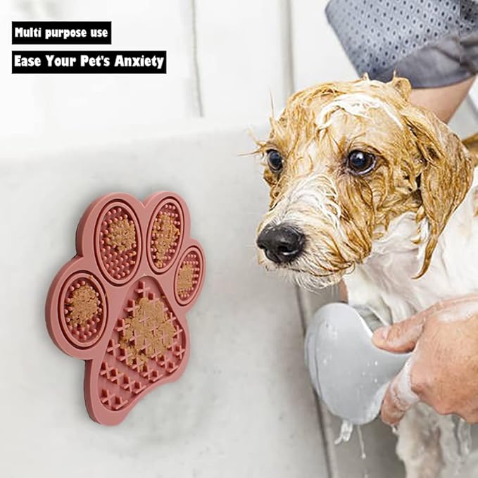 Lick Mat for Dogs and Cats, Premium Lick Pad with Suction Cups,Dog Slow Feeder Dowl Mat for Bathing Grooming Nailing Trimming, Food-Grade, Non-Toxic (Pink)