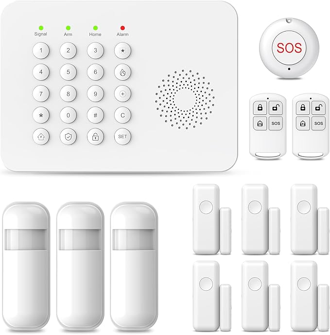PGST Wireless Home Alarm System,Smart Home Security System,DIY Expandable Door Alarm/Motion Sensors with 4G Call/Phone App Alert,24/7 Professional Monitoring,13 Pieces Alarm Kits For Villa,Kids Safety