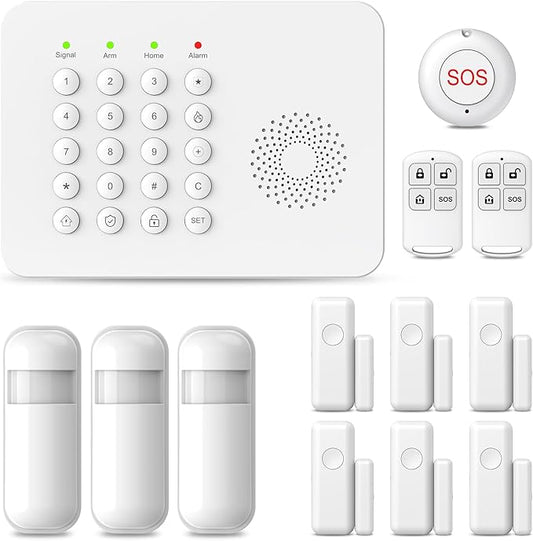 PGST Wireless Home Alarm System,Smart Home Security System,DIY Expandable Door Alarm/Motion Sensors with 4G Call/Phone App Alert,24/7 Professional Monitoring,13 Pieces Alarm Kits For Villa,Kids Safety