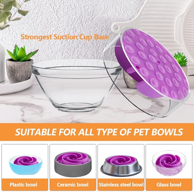 Slow Feeder Dog Bowls Insert, Animire Soft Silicone Slow Eating Dog Food Bowl for Small, Medium and Large Dogs, Compatible with Regular and Elevated Bowls