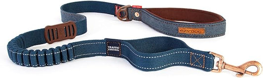 EzyDog Zero Shock Dog Leash - Shock Absorbing Bungee Leash for Dogs That Pull or Excite - Dual Handle and Reflective for Large, Medium, or Small Dogs (72-Inch, Denim)