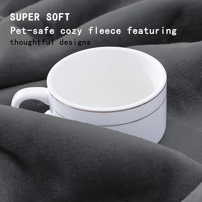 Smiry Waterproof Dog Bed Blanket, Leakproof Pet Throw Blanket for Bed Couch Sofa, Reversible Sherpa Fleece Furniture Protector Cover for Small Medium Large Dogs Cats (Dark Grey, 50x60 inches)