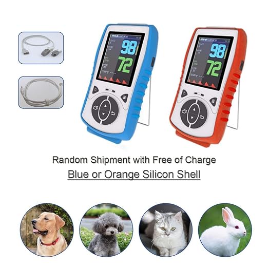 Vet Pulse Oximeter Handheld Oximeter with 2.8" LCD, Pet Vital Signs Monitor for SpO2 / Heart Rate/TEMP, Rechargeable Battery - Veterinary Use for Dogs, Cats, Horses (Free Silicon Case)