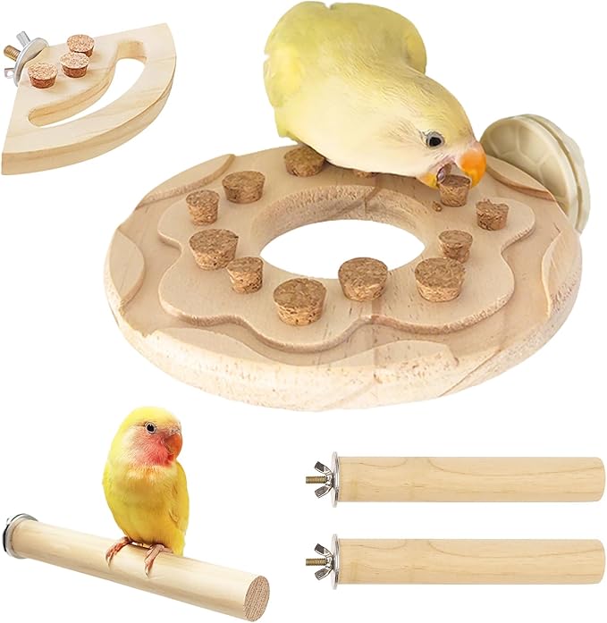 Wooden Bird Chew Toy, Parrot Biting Toys, Foraging Training, Relieve Boredom & Anxiety, Bird Cage Accessories, for Small Parakeets, Conures, Macaws, Budgies, Finches, TTQ N