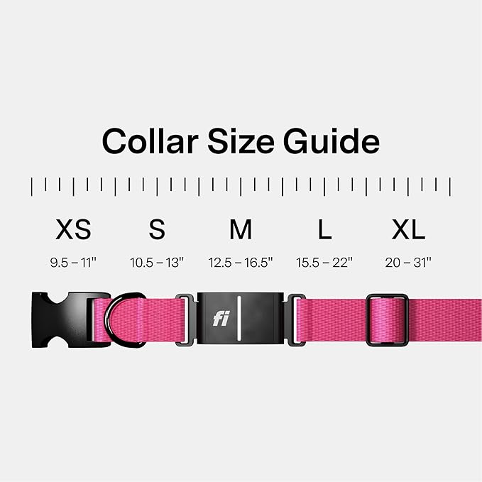 New Fi Series 3+ Smart Dog Tracker Collar [6 Month Membership Included] GPS Tracker for Dogs with Health & Behavior Monitoring, Escape Alerts, Waterproof, LED, Apple Watch Compatible (Pink, X-Large)
