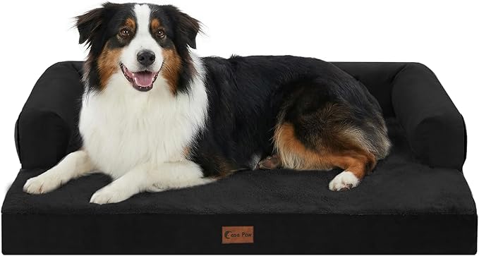 Orthopedic Dog Beds for Large Sized Dogs, Waterproof Egg Crate Foam Medium Dog Couch Beds for Crate 35x22Inch, Washable Pet Beds with Removable Cover and Nonskid Bottom, Black