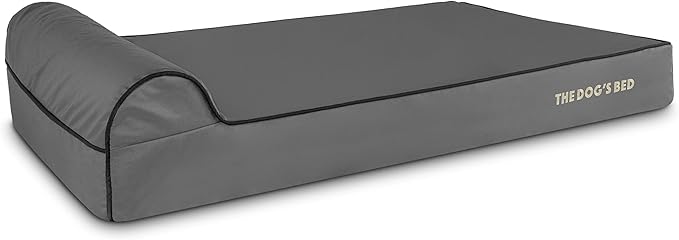 The Dog’s Bed Orthopedic Headrest Dog Bed XL Grey/Black, Memory Foam, Pain Relief for Arthritis, Hip & Elbow Dysplasia, Post Surgery, Lameness, Waterproof Washable Cover