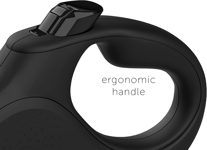 TUG Monochrome XL 360° Tangle-Free Retractable Dog Leash | 26 ft Strong Nylon Tape | One-Handed Brake, Pause, Lock (Extra Large, Black)