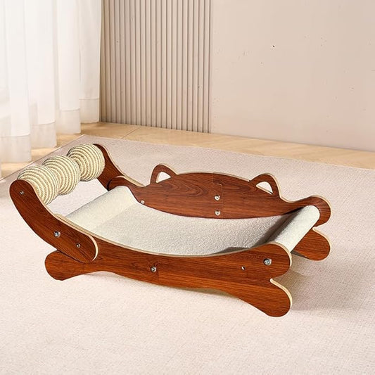 Cat Scratch Pad with Replacement Scratching Felt, Large Cat Scratcher Bed Hammock Lounge for Scratching Pad, Protects Furniture,Kittens Gifts(Caramel)